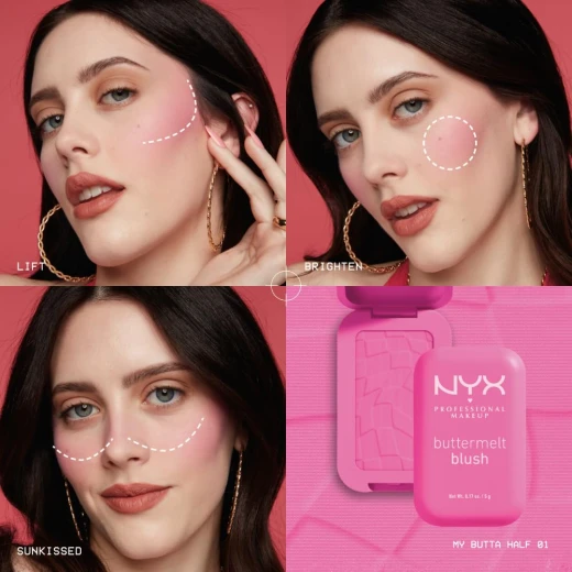 NYX Professional Makeup Buttermelt Powder Blush – Getting Butta – Soft Powder Blush with Mango, Shea & Almond Butter – Up to 12H Fade & Transfer Resistant Wear – Vegan Formula  Bullet Points: Buttery-soft powder (Getting  Butta) - NYX - Image 3