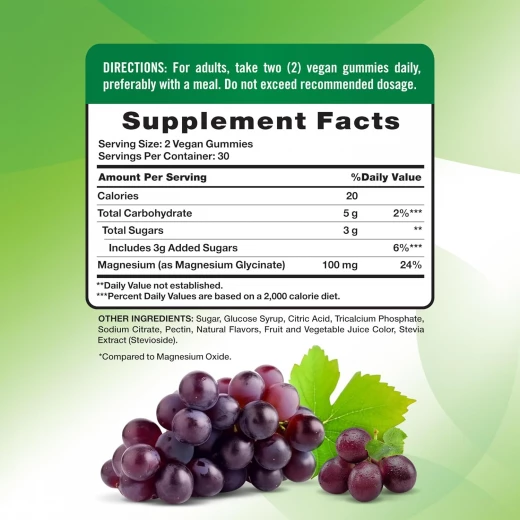 Nature's Truth Magnesium Glycinate Gummies | 60 Count | Sour Grape Flavor | Vegan, Non-GMO & Gluten Free - Natures truth - Image 2