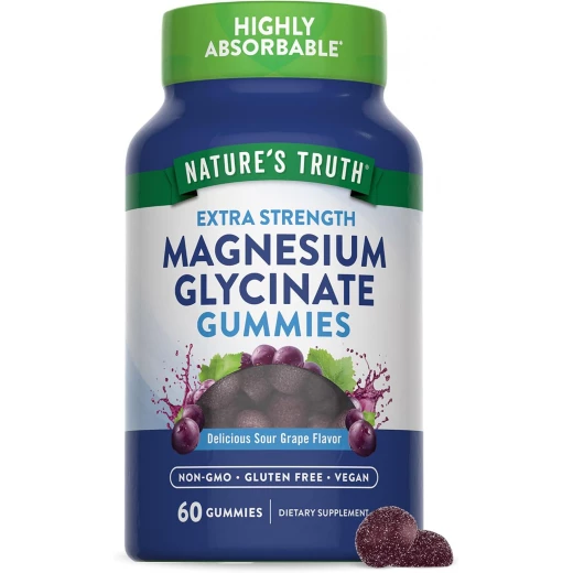 Nature's Truth Magnesium Glycinate Gummies | 60 Count | Sour Grape Flavor | Vegan, Non-GMO & Gluten Free Nature's Truth Magnesium Glycinate Gummies | 60 Count | Sour Grape Flavor | Vegan, Non-GMO & Gluten Free