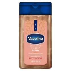 Vaseline Glazed & Glisten Sunlit Glow Body Gel Oil – 1.69 fl oz (50ml) – Shimmering Body Oil with 100% Pure Cocoa Butter & Ultra-Hydrating Lipids – Vanilla Cocoa Scent – Radiant Glow