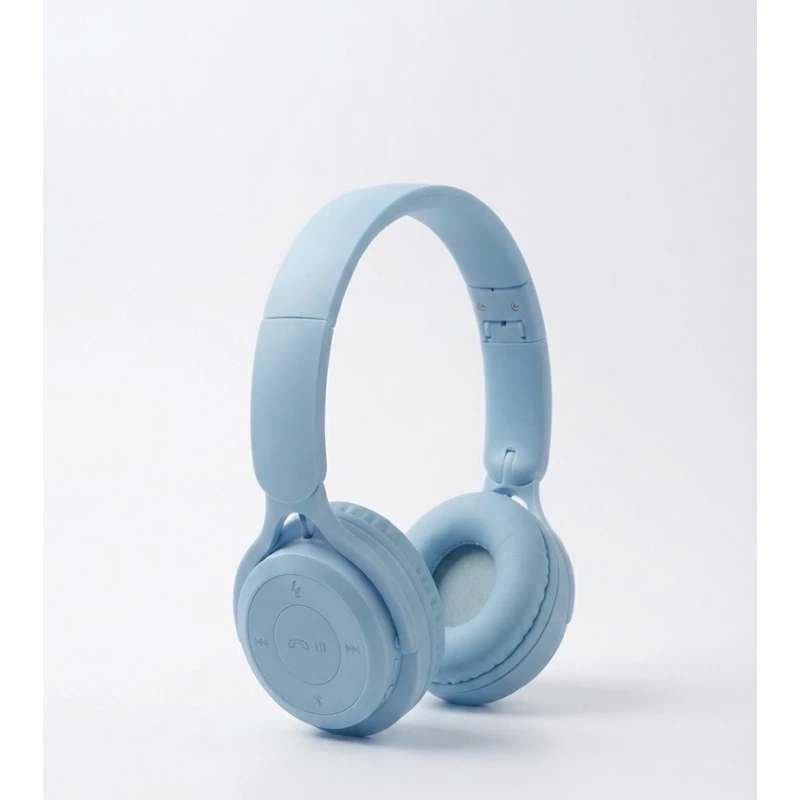 YO8 Stylish Wireless On-Ear Headphones with Built-In Microphone, Comfortable Cushioned Ear Pads, High-Quality Sound, Lightweight, Blue Color - YO8