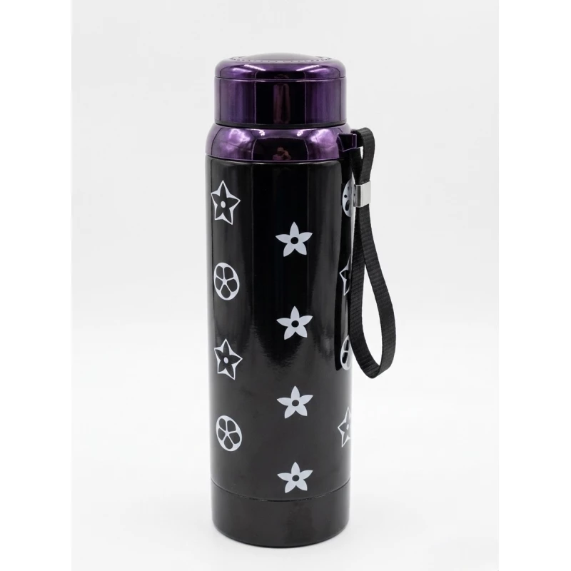 Insulated Stainless Steel Vacuum Flask Water Bottle with Leakproof Lid and Carry Strap Large Capacity Thermal Tumbler for Coffee Tea Cold Drinks Travel Office Gym Daily Use Available in Brown and Black - Maya