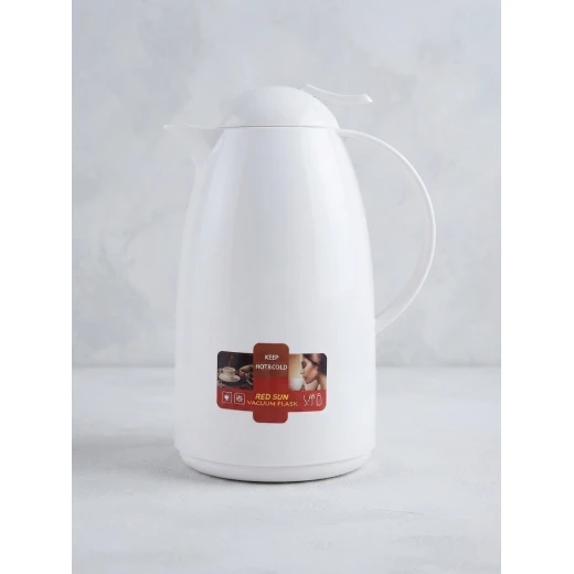 Red Sun Vacuum Flask Insulated Thermal Carafe for Hot and Cold Beverages White One Liter Capacity Modern Design Coffee and Tea Pot for Home Office Daily Use Durable and Leakproof Serve Red Sun Vacuum Flask Insulated Thermal Carafe for Hot and Cold Beverages White One Liter Capacity Modern Design Coffee and Tea Pot for Home Office Daily Use Durable and Leakproof Serve
