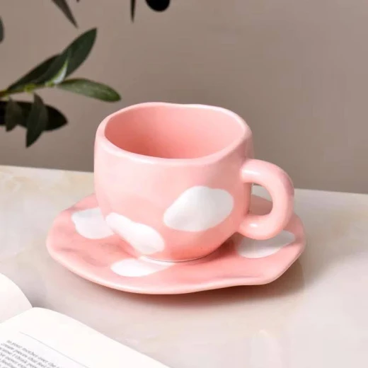 Cloud Cup Set with Saucers, Set of 6 Cups and 6 Saucers, Elegant Design for Serving Coffee, Tea and Hot Beverages, Ideal for Everyday Use and Hospitality - Image 3