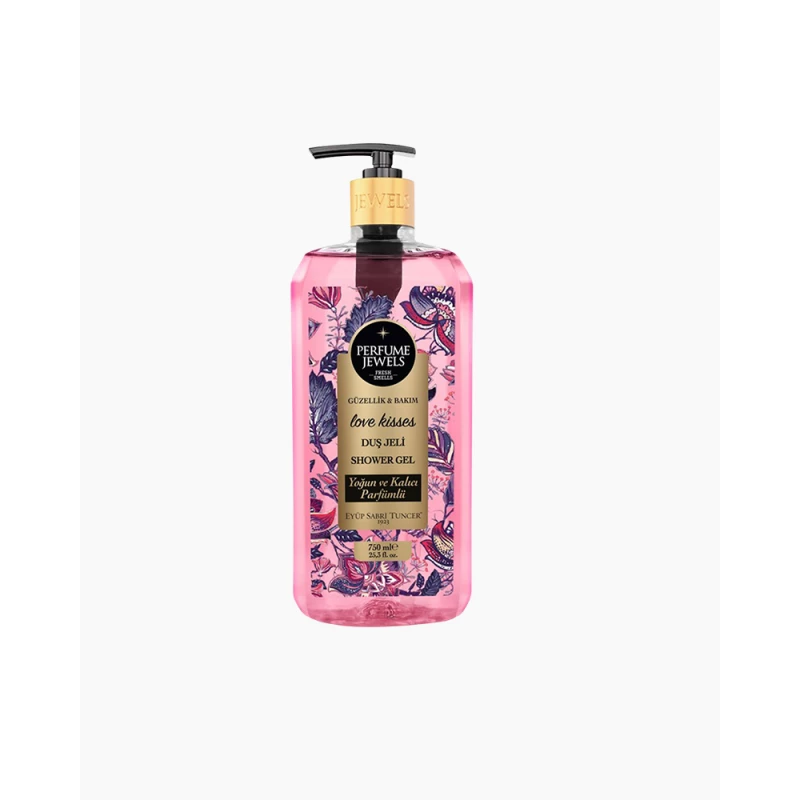 Perfume Jewels Shower Gel Love Kisses 750ml – Luxurious and Fragrant, Gently Cleanses and Moisturizes Skin, Leaves a Long-Lasting Sweet Scent, Ideal for Daily Use, Perfect for a Refreshing Shower Experience - Eyüp Sabri Tuncer