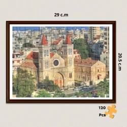 The Story of the Latin Church Syria 120-Piece Puzzle Featuring the Church of the Sacred Heart in Latakia Includes Free Glass Frame & Bilingual Story Card