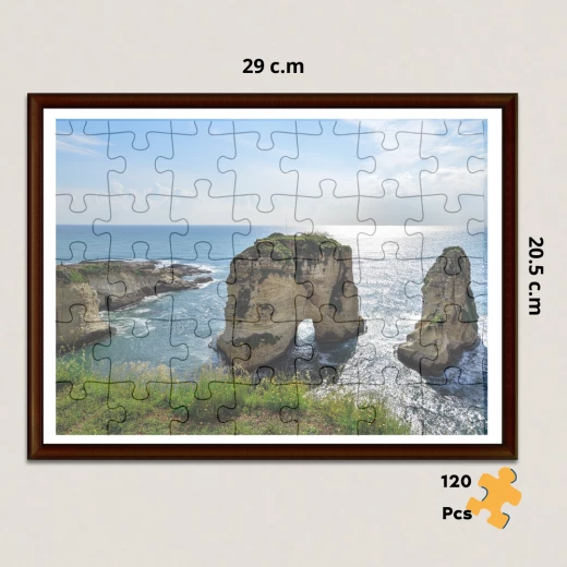 Raouche Rock Lebanon Puzzle, 120 Pieces with Glass Frame & Bilingual Story Card Iconic Landmark Jigsaw for All Ages Raouche Rock Lebanon Puzzle, 120 Pieces with Glass Frame & Bilingual Story Card Iconic Landmark Jigsaw for All Ages