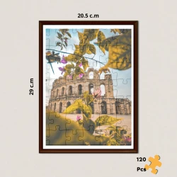 El Jem Museum Tunisia Puzzle, 120 Pieces with Glass Frame & Bilingual Story Card Discover Roman Heritage Through Art