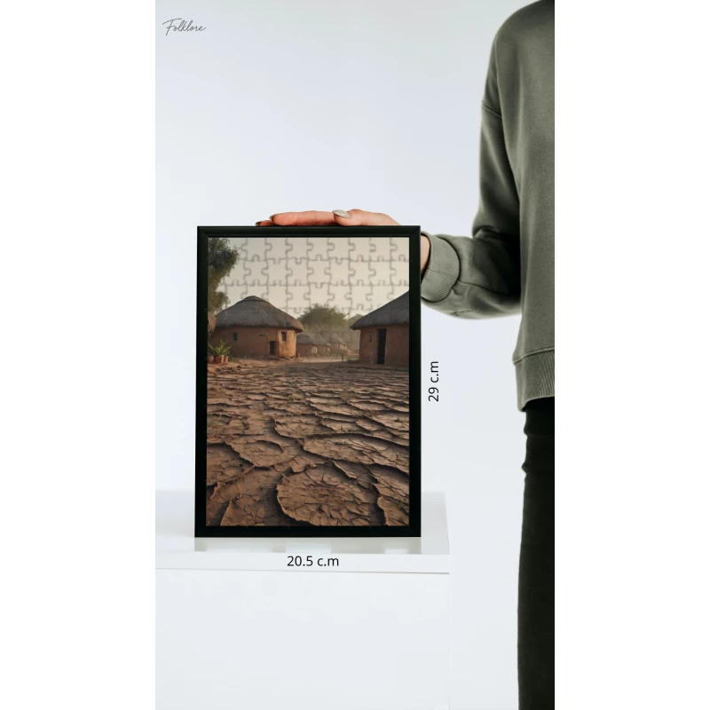 بازل 120 قطعة, "الأكواخ الإفريقية " بتصميم لوحة مائية, 20.5 × 29 سم, مناسب للكبار والأطفال, من سلسلة المناظر الثقافية من فولكلور - فلكلور