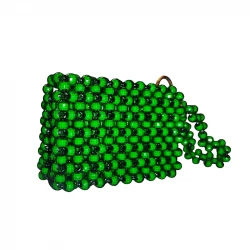 حافظة بطاقات مصنوعة يدويًا من خرز الأكريليك متينة وأنيقة مع إكسسوارات ذهبية وسلسلة خرز للحمل تصميم مميز ومثالي كهدية