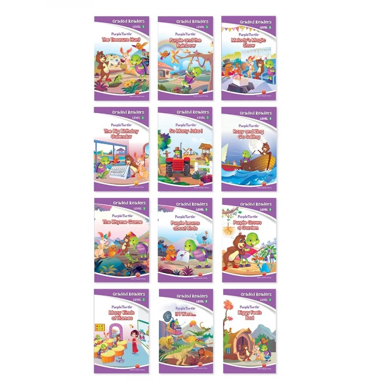 Purple Turtle Graded Readers, Level 3 Box Set, 12 Soft Cover English Storybooks for Confident Young Readers - Dar Al-Zeenat