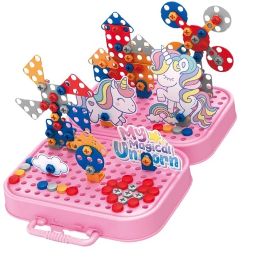 STEM Toys for 3 4 5 6 Year Old, Drill Toy for Kid,Construction Games with Toy Drill,Creative Engineering Building Kits,Kid Tool Set for Toddler Preschool,Christmas Gifts for Boy and Girl (Unicorn) - AS art - Image 2