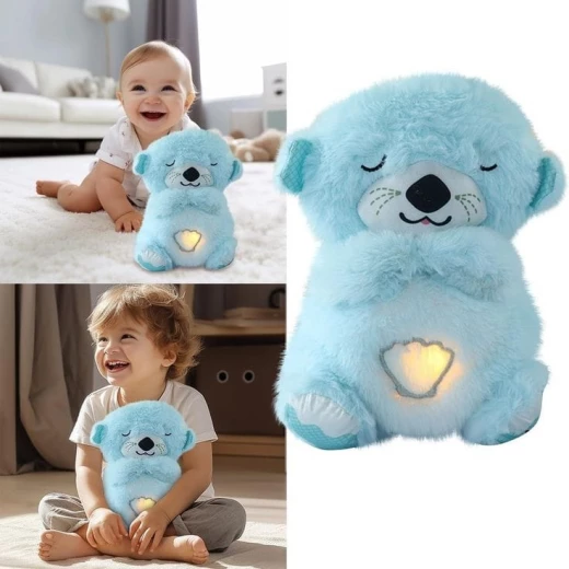 Sound and Light Smoothing Sound Otter Baby Put to Sleep Breathing Teddy Bear toy - 25 cm Pastel Blue - AS art - Image 2