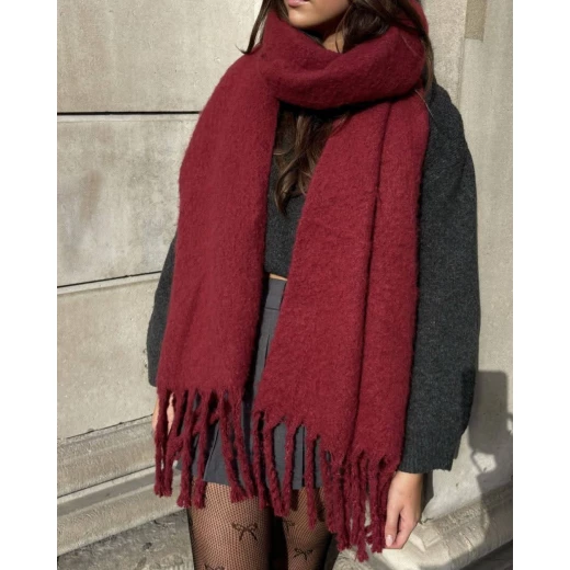 Heavy Winter Scarf with Fringes | Soft, Warm Polyester Scarf 220cm x 40cm, Elegant Winter Accessory for Everyday Wear & Gift Heavy Winter Scarf with Fringes | Soft, Warm Polyester Scarf 220cm x 40cm, Elegant Winter Accessory for Everyday Wear & Gift