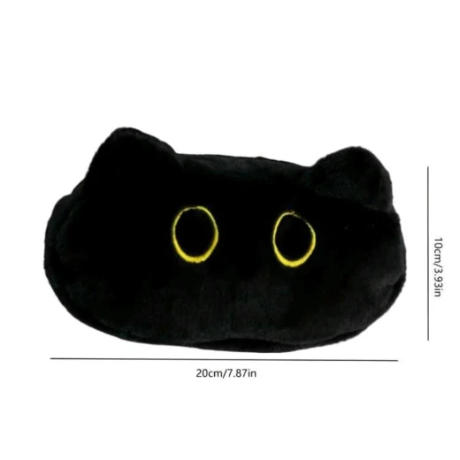 Black Plush Cat Pencil Case | Cute Cat Makeup & Accessories Pouch - AS art - Image 3