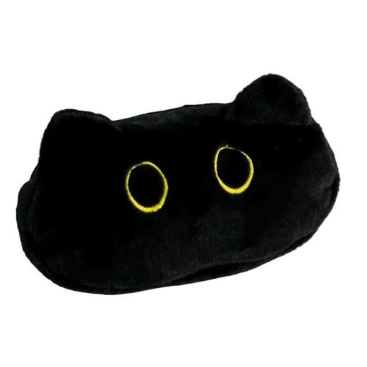 Black Plush Cat Pencil Case | Cute Cat Makeup & Accessories Pouch - AS art - Image 4