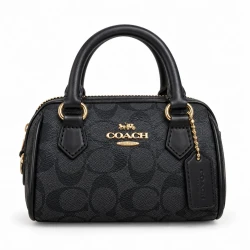 Mini Rowan Bag, Classic Monogram Pattern Mini Handbag with Top Handles, Zipper Closure and Gold-Tone Hardware, Elegant Everyday and Occasion Bag, 17 cm, Master Copy