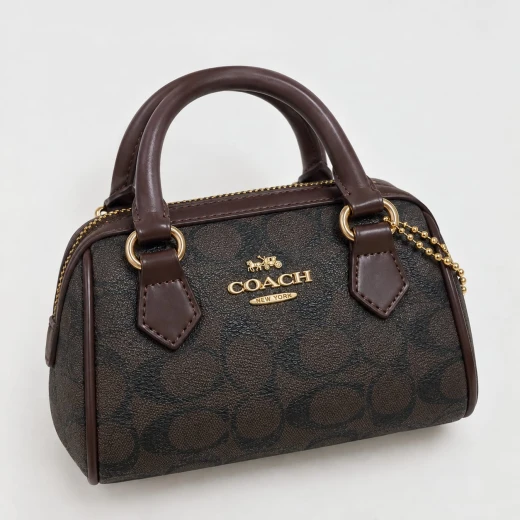 Mini Rowan Bag, Classic Monogram Pattern Mini Handbag with Top Handles, Zipper Closure and Gold-Tone Hardware, Elegant Everyday and Occasion Bag, 17 cm, Master Copy