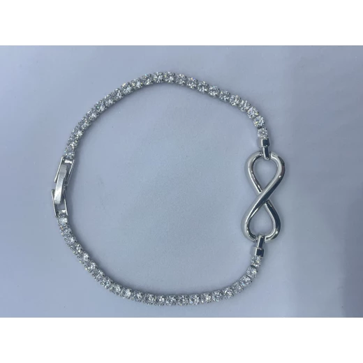 AURA Stylish silver zircon bracelet with shimmering crystals and a central infinity symbol – a blend of elegance and timeless meaning. - Aura - Image 2