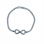 AURA Stylish silver zircon bracelet with shimmering crystals and a central infinity symbol – a blend of elegance and timeless meaning. - Aura