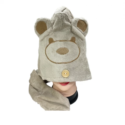 Kids’ cotton head towel with a cute bear design, soft and gentle on children’s skin. Light, comfy, and perfect for a cozy post-bath experience. Kids’ cotton head towel with a cute bear design, soft and gentle on children’s skin. Light, comfy, and perfect for a cozy post-bath experience.