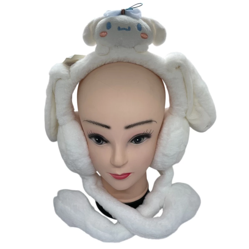 Kids’ furry bunny-style ear warmer with a soft stuffed head charm. Warm, light, and adorable in a clean white color. - Aura