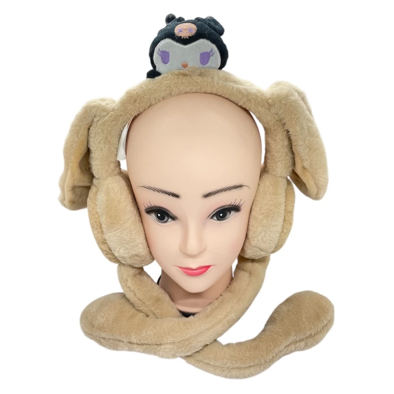 Kids’ winter bunny-style ear warmer with a plush head charm, warm and adorable in a soft beige tone. - Aura