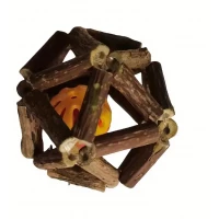 Silvervine Cat Chew Toy Ball with Bell – Natural Wooden Cage for Chewing and Play | Interactive Ball to Soothe Stress, Boost Appetite, and Eliminate Hairballs