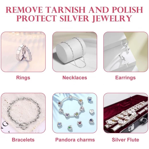 Jewelry Polishing Cloth Set of 10 – 8cm Anti-Tarnish Silver Cleaning Wipes for Rings, Necklaces, Bracelets, Earrings  – Non-Toxic, Compact and Reusable - Snugsy - Image 2