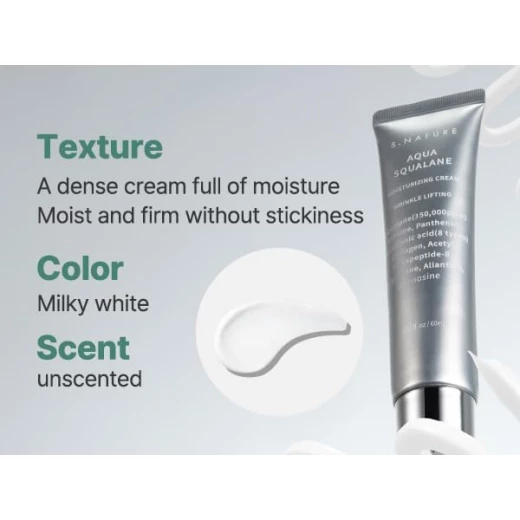 S. Nature Aqua Squalane Moisturizing Cream 150,000ppm – Deep Hydration Face Moisturizer for Dry and Sensitive Skin Korean Skin Care 60ml - Snugsy - Image 8