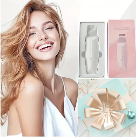Premium Ultrasonic Facial Skin Scrubber with 4 Stainless Steel Blackhead Removal Tools – Deep Cleansing, Lifting Exfoliation – Rechargeable - Snugsy - Image 2