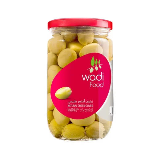Wadi Food whole Natural green Olives 400G Wadi Food whole Natural green Olives 400G