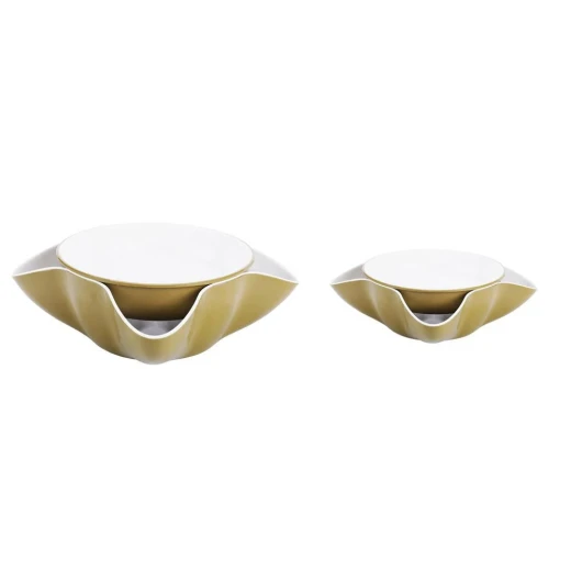 ATAD 21.2cm Beige Melamine Date Bowl (Tamriya) with Hidden Pit Catcher – Double-Layer Serving Bowl with Lower Waste Compartment (21.2 x 21.2 x 9 cm)  - Atad - Image 2