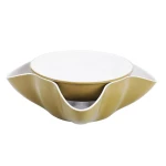 ATAD 21.2cm Beige Melamine Date Bowl (Tamriya) with Hidden Pit Catcher – Double-Layer Serving Bowl with Lower Waste Compartment (21.2 x 21.2 x 9 cm)  - Atad
