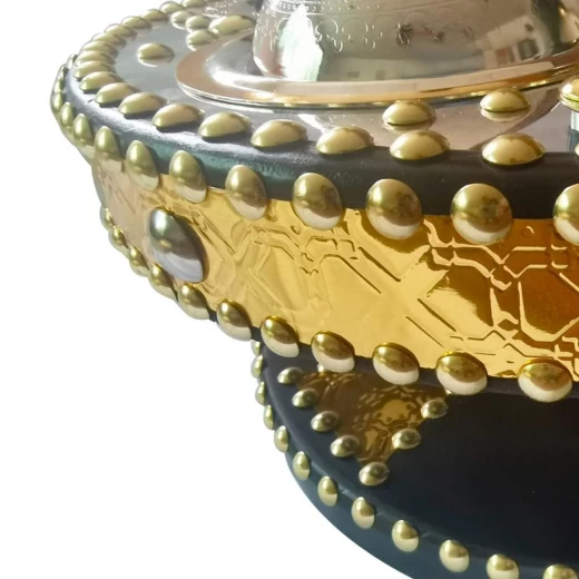 طقم ضيافة تراثي خشبي دائري أسود بقاعدة متحركة وأوعية استانلس ستيل – متين وسهل النقل – من عتاد - عتاد - Image 2