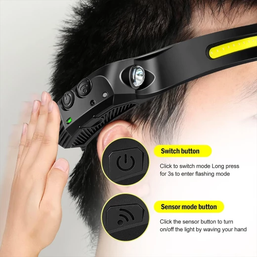 ِAtad Super Bright COB LED Head Torch with Motion Sensor – 5 Lighting Modes, IPX4 Waterproof, Lightweight Headlamp - Atad - Image 6