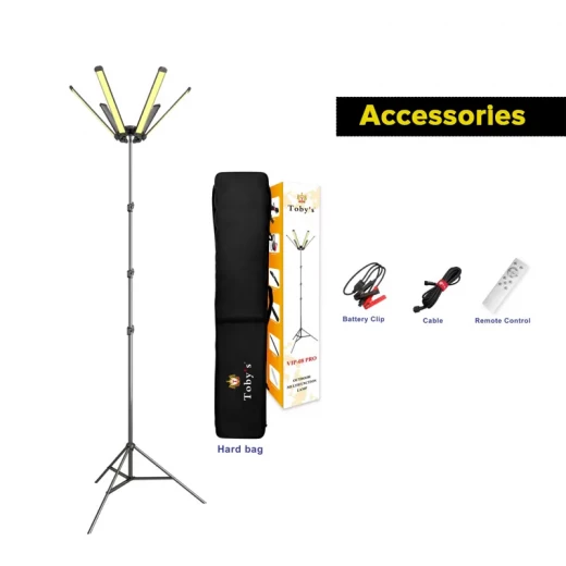 TOBY'S VIP 08 Pro 120W Camping Light with Tripod & Remote – 360° High-Power LED Lighting for Outdoor Events - Tobys - Image 2