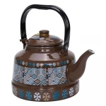 Atad Enamel Teapot with Traditional Pattern, Brown , 1.7L, Durable, Lightweight & Classic Design - Atad