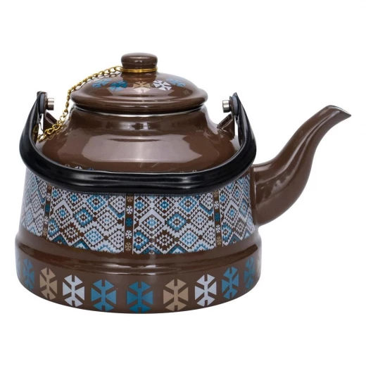 Atad Enamel Teapot with Traditional Pattern, Brown , 1.7L, Durable, Lightweight & Classic Design - Atad - Image 5