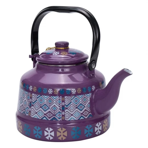 Atad Engraved Ghadar Teapot, Purple, 2.5L, (24×17.8×22.5 cm) – Durable Rust-Resistant Traditional Design, Easy to Clean & Perfect for Daily Use or Camping