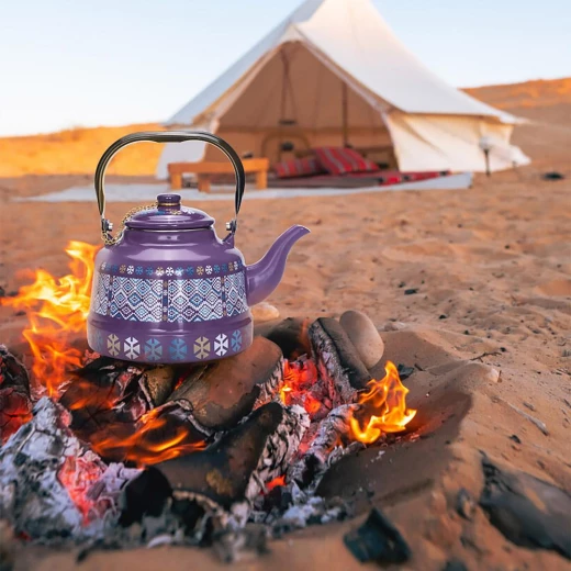 Atad Engraved Ghadar Teapot, Purple, 2.5L, (24×17.8×22.5 cm) – Durable Rust-Resistant Traditional Design, Easy to Clean & Perfect for Daily Use or Camping - Atad - Image 5
