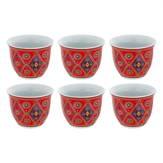 Saudi-Style Coffee Cup Set (6 pcs) with Najdi Maeen Pattern & Protective Case – Elegant & Travel-Ready Design - Atad - Image 3