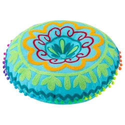 Canvas Floor Cushion 45×45×10 cm – Turquoise, Traditional, Lightweight & Comfortable