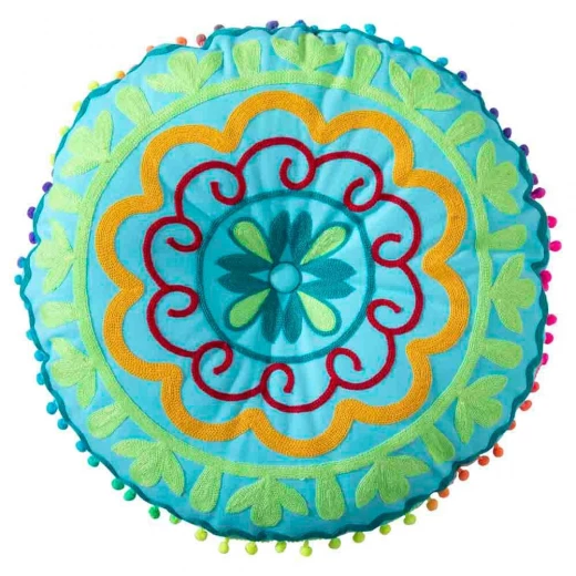 وسادة جلوس أرضية قماش كانفاس 45×45×10 سم – تركواز، تراثية، خفيفة ومريحة  - عتاد - Image 5