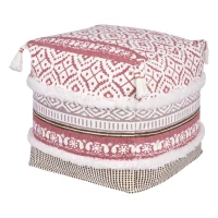 DPT Pink Patterned Cotton Seat Cushion  35×35×35 cm – Soft Support, Lightweight & Versatile