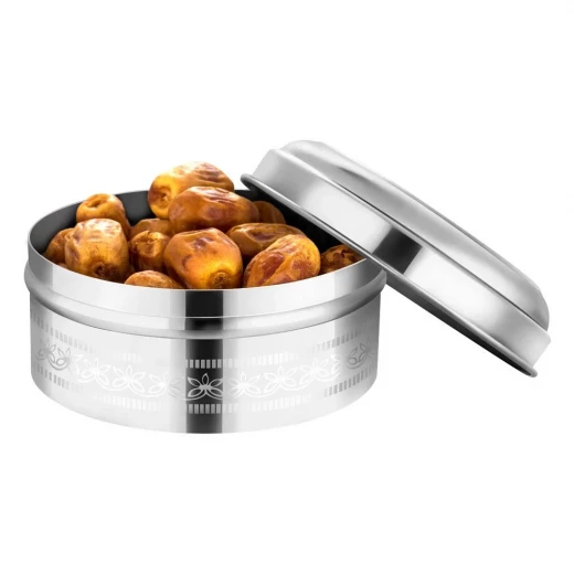 Atad Embossed Aluminum Date Tray with Clear Lid 18cm – Durable, Elegant & Easy to Clean - Atad - Image 5