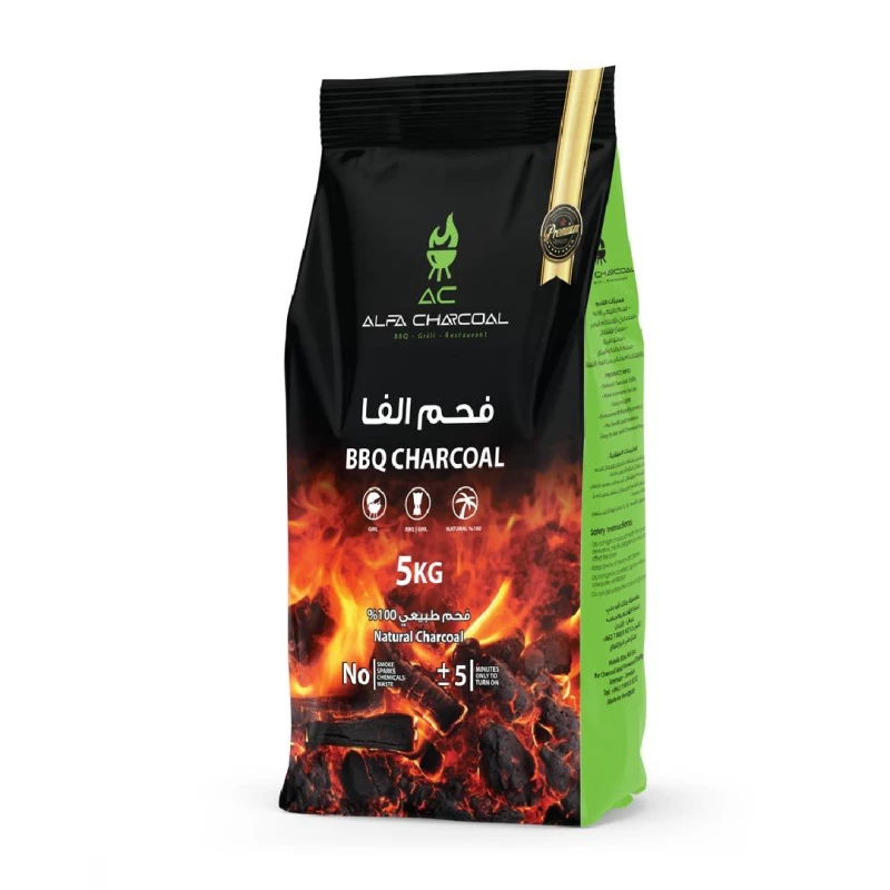 Atad ALFA Natural Charcoal 5 KG – 100% Natural, Fast Ignition, Odorless & Eco-Friendly for Daily Use - Atad
