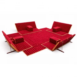 Atad Arabic Floor Seating Set with Backrests + 4 Cushions + 2×3m Carpet