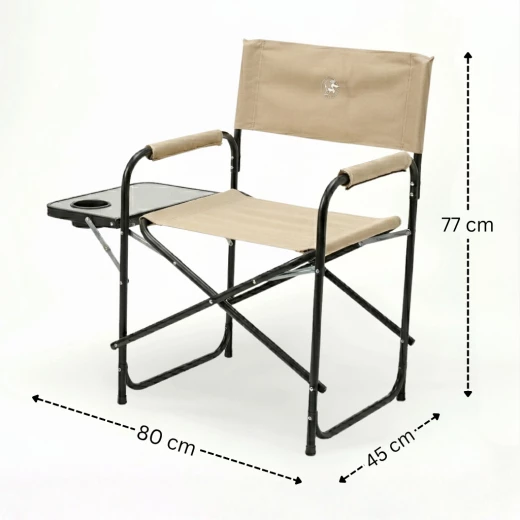 Atad Executive Folding Chair with Side Table – Supports 110kg, Comfortable & Portable, Beige - Atad - Image 2