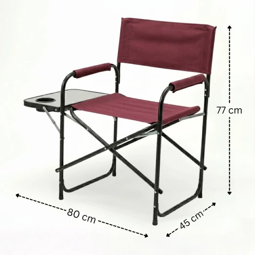 Atad Executive Folding Chair with Side Table – Supports 110kg, Comfortable & Portable, Burgundy - Atad - Image 3
